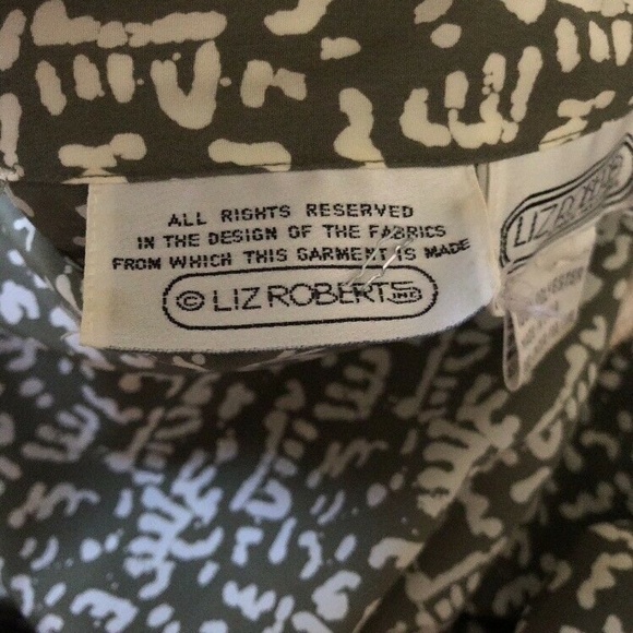 VINTAGE Liz Roberts Green Printed Belted Dress 10 - Picture 7 of 8